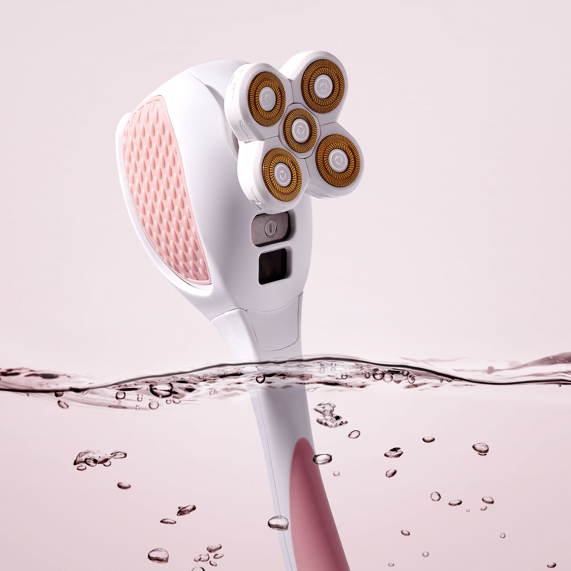 PosheEra waterproof shaver submerged in water, showcasing its wet and dry shaving capability. Designed for effortless, mess-free grooming in or out of the shower.